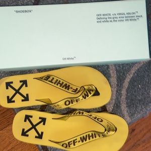 **REAL** Off-White Thong Sandals Yellow and Black Size US 11.5 EU:45 UK:11